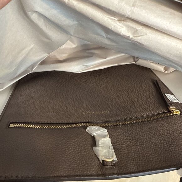 NWT AUTH NEW Tory Burch Women's McGraw Pebbled Leather Tote Bag In Silver Maple - Picture 4 of 5